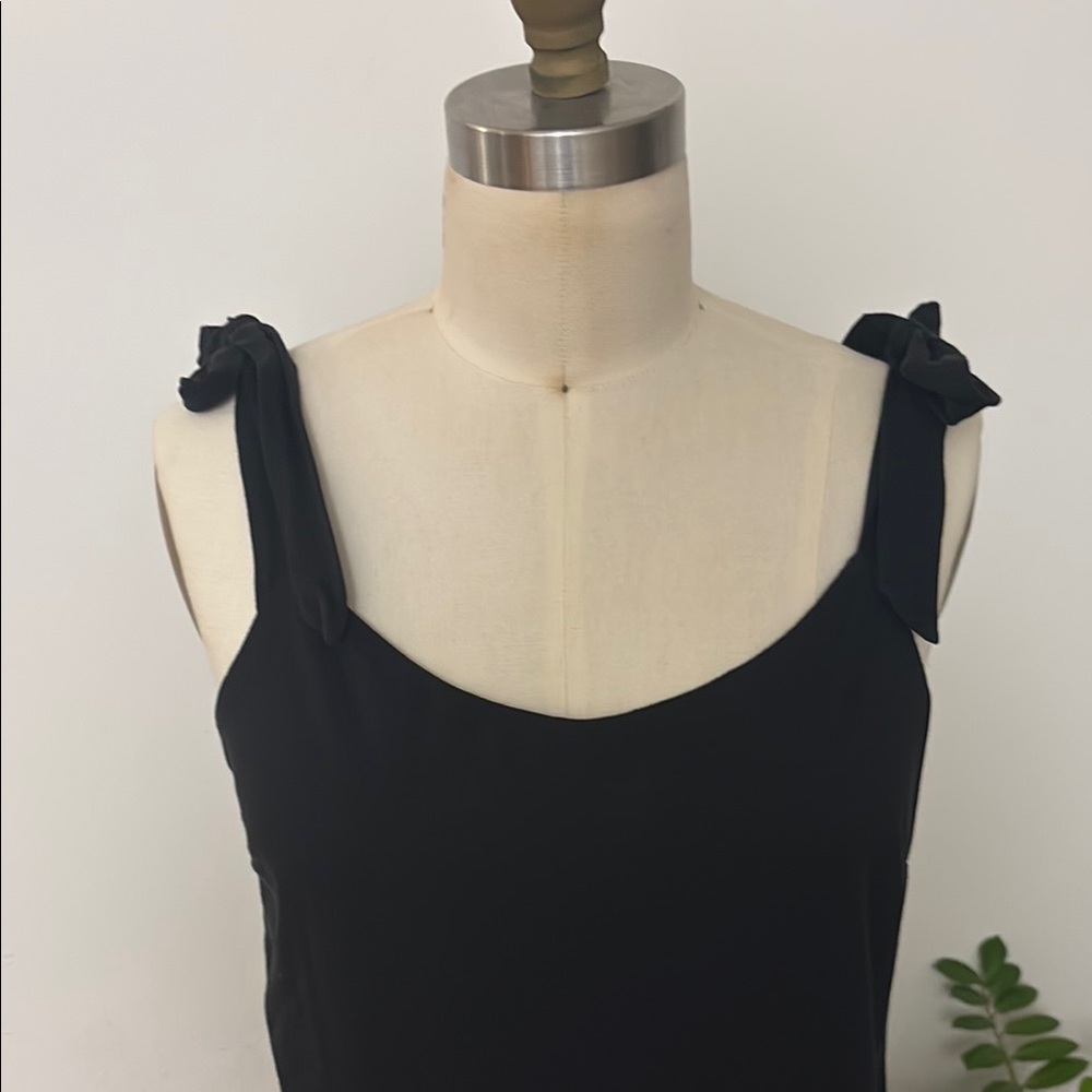 J. Crew Factory Black Fitted Tie Front Tank Top - Picture 3 of 6